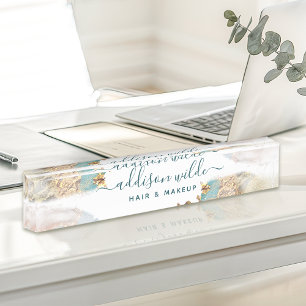 Blue And Gold Modern Liquid Watercolor Business Nameplate