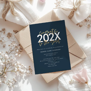 blue and gold modern script graduation