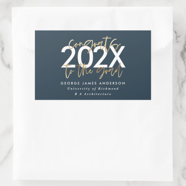 Blue and gold modern script stylish graduation sticker (Bag)
