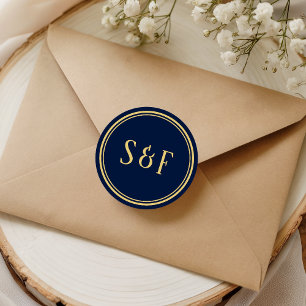Blue and Gold Monogram Envelope Seal