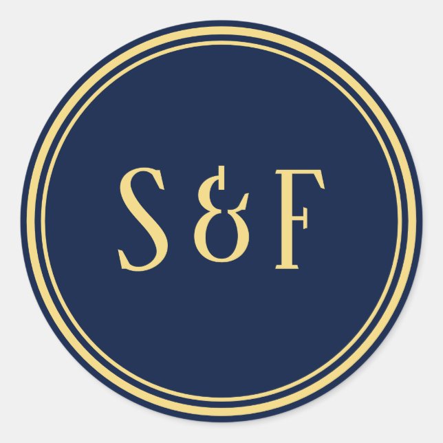 Blue and Gold Monogram Envelope Seal (Front)