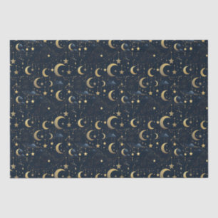 Blue and gold moon and stars tissue paper