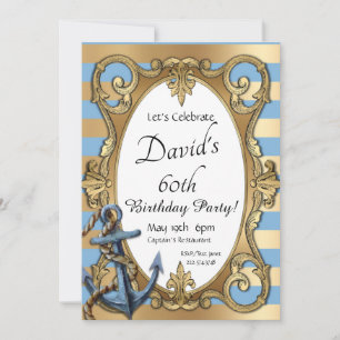 Blue and Gold Nautical  Invitation