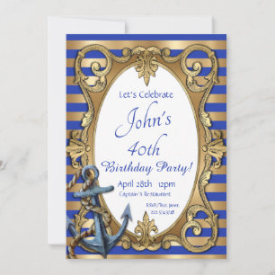 Blue and Gold Nautical  Invitation