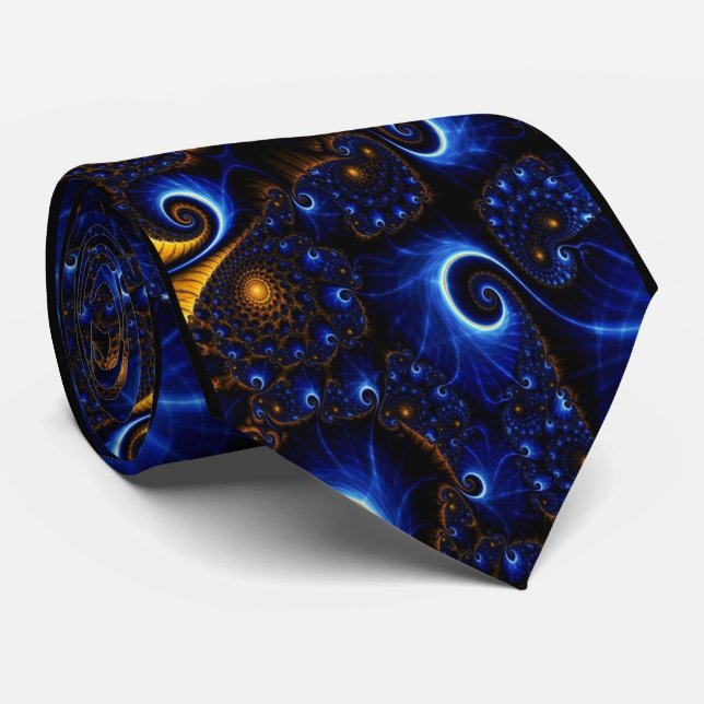 blue and gold nebulas tie (Rolled)