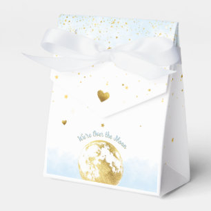 Blue and Gold Over the Moon Baby Shower Favor Box