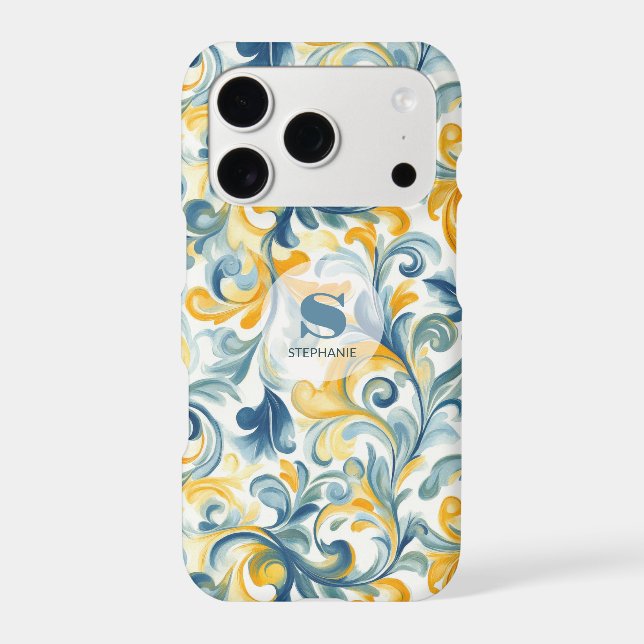Blue and Gold Paisley Leaf Pattern (Back)