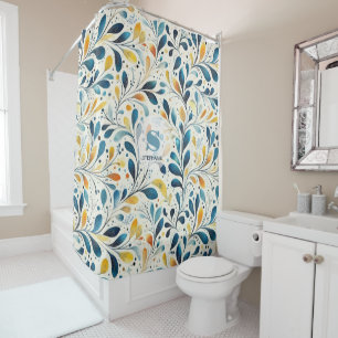 Blue and Gold Paisley Leaf Pattern (2)