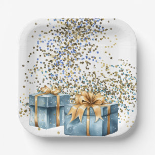 Blue and Gold Paper Plates