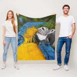 Blue And Gold Parrot Fleece Blanket