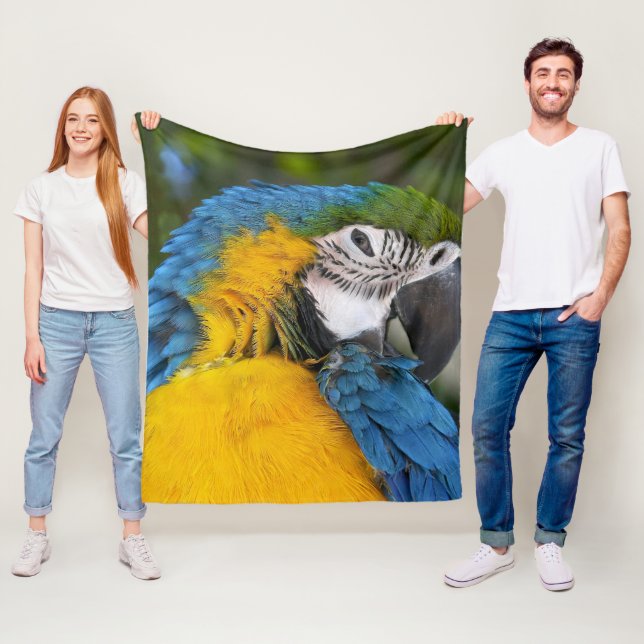 Blue And Gold Parrot Fleece Blanket (In Situ)