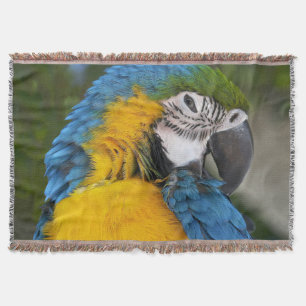 Blue And Gold Parrot Throw Blanket
