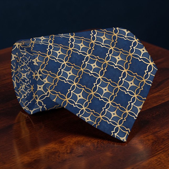 Blue and Gold Pattern Custom Necktie (Creator Uploaded)