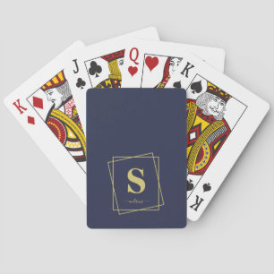 Blue and Gold Personalized Monogram and Name Playing Cards