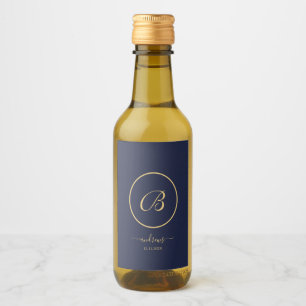 Blue and Gold Personalized Name and signature Wine Label