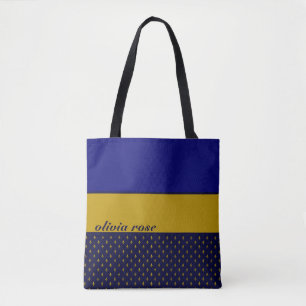 Blue and Gold Personalized Tote Bag