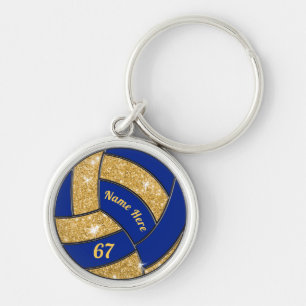 Blue and Gold Personalized Volleyball Keychains