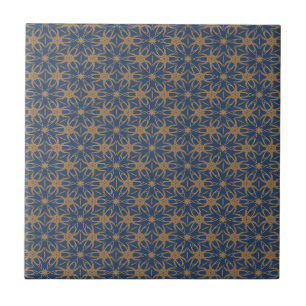 Blue and Gold Petal Design Tile