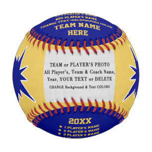 Blue and Gold, Photo and Personalized Baseball