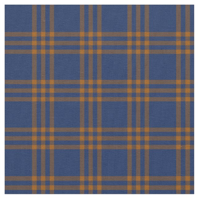 Blue and Gold Plaid Fabric (Close Up)