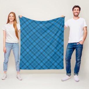 Blue and Gold Plaid Pattern Fleece Blanket