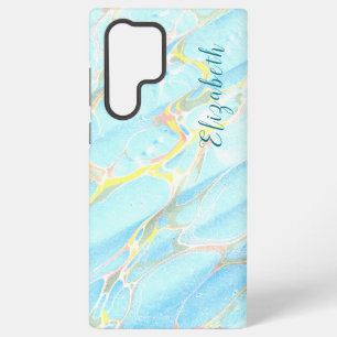 Blue and Gold Print Summer Modern Custom Name Samsung Galaxy Case