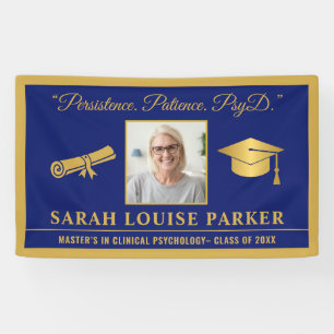Blue And Gold PsyD Quote Photo Graduation 2025 Banner