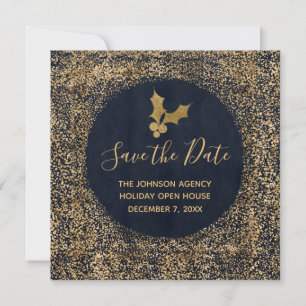 Blue and Gold Save the Date Business Holiday Event Announcement