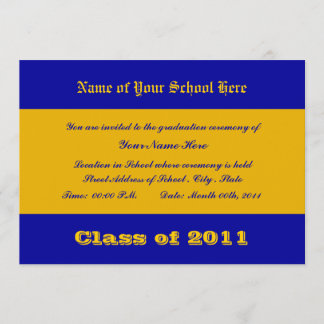 Blue and Gold School Colours Invitation