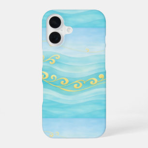 Blue And Gold Sea Wave  iPhone 16 Case