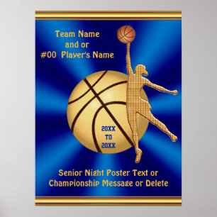 Blue and Gold Senior Girls Basketball Posters