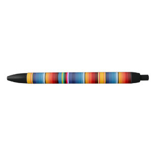 Blue and gold Serape Pattern Black Ink Pen