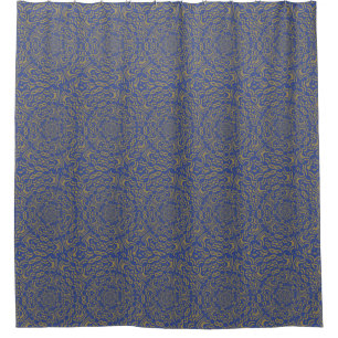 Blue And Gold Shower Curtain