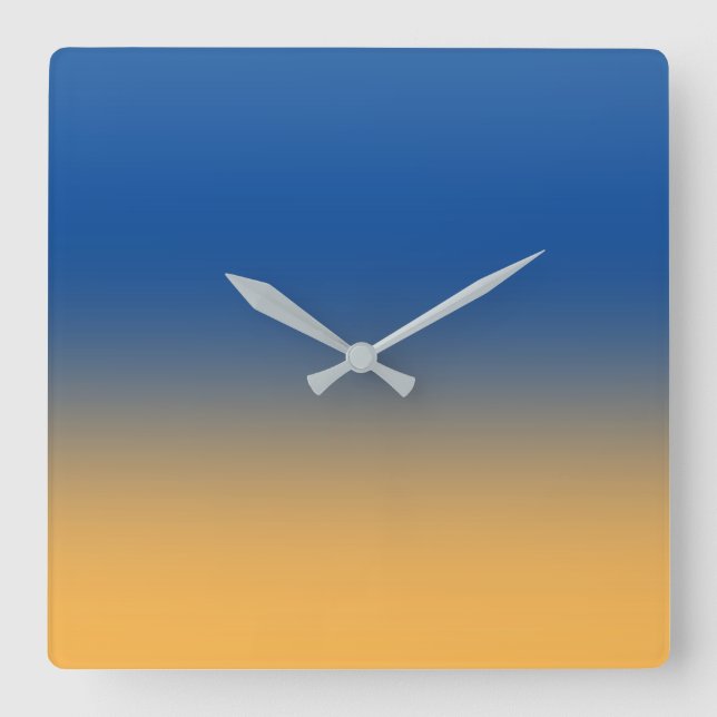 Blue and Gold Square Wall Clock (Front)