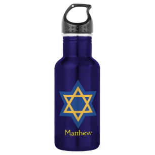 Blue and Gold Star of David 532 Ml Water Bottle