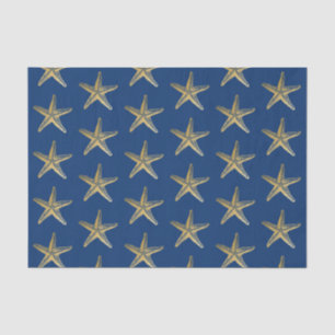 Blue and Gold Starfish Beach Coastal  Tissue Paper