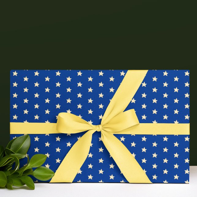 Blue and Gold Stars Christmas Wrapping Paper (Creator Uploaded)