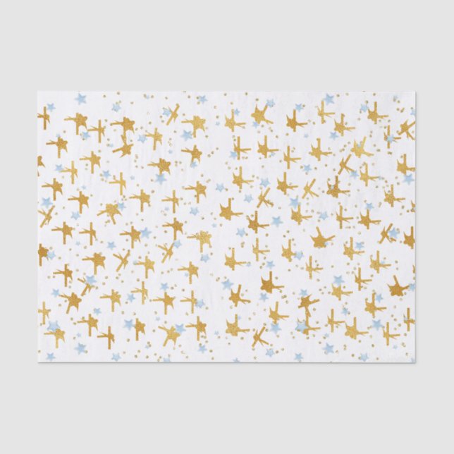 Blue and Gold Stars Confetti Tissue Paper (Front)