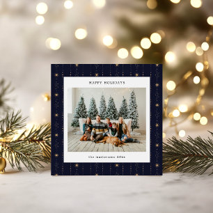 Blue And Gold Stars Wallpaper Photo Holiday Card