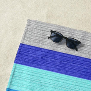 Blue and Gold Striped Beach Towel