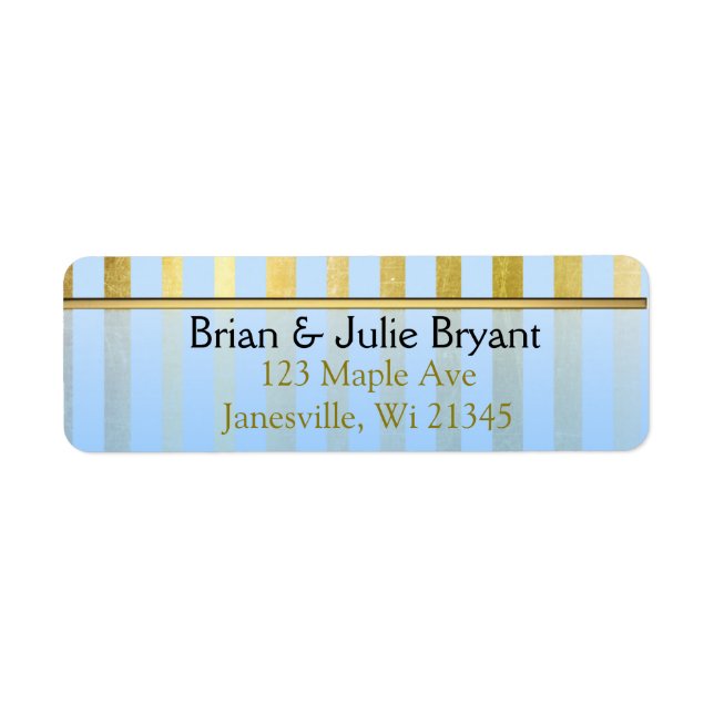 Blue and Gold Striped Return Address Label (Front)