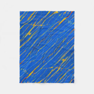 Blue and Gold Stripes Fleece Blanket