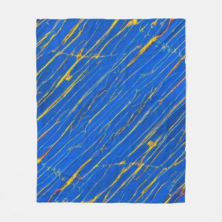 Blue and Gold Stripes Fleece Blanket