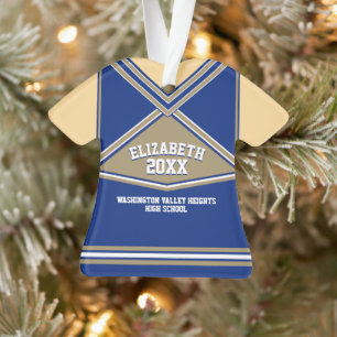 Blue and Gold Team Colours Cheerleader Ornament