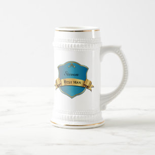 Blue and Gold Tone Plaque Best Man Wedding Stein