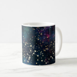 Blue and Gold Under the Stars Night Sky Coffee Mug