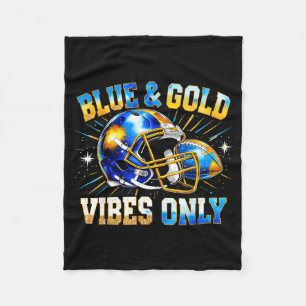 Blue And Gold Vibes Only Football Fan Gift Fleece Blanket