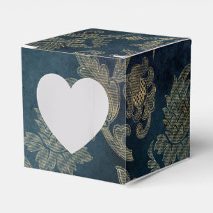 Blue and Gold Vintage Fairytale Damask Pattern Favor Box