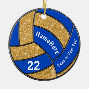 Blue and Gold Volleyball Ornament Personalized