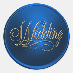 Blue and Gold Wedding Envelope Seal